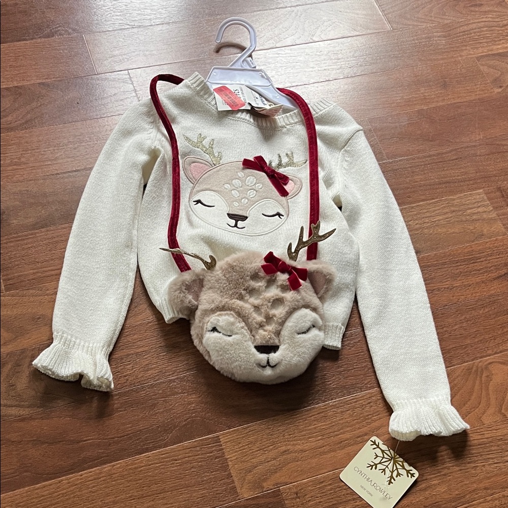 Cynthia Rowley Cream and Red Sweater